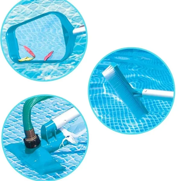 Kit Limpeza Intex 29056 básico com escova e peneira azul.
