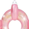 Detalhe frontal da Boia Flamingo Glitter Intex 56251 para lojistas